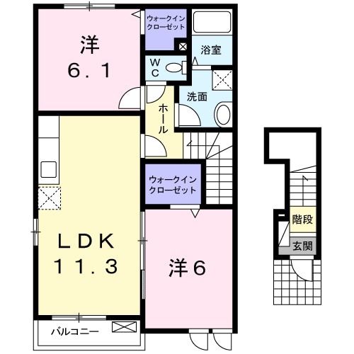 大牟田市大字白銀のアパートの間取り