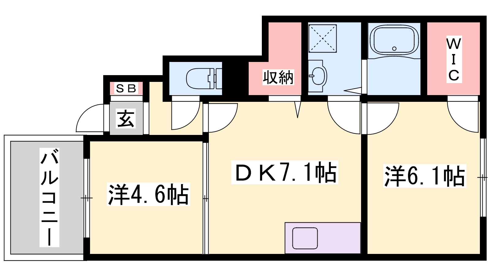 高砂市北浜町北脇のアパートの間取り