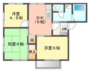 宇和島市大超寺奥のアパートの間取り