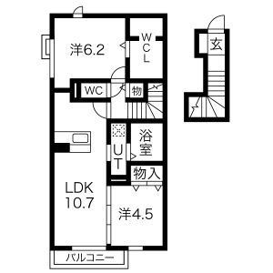 桜井市大字阿部のアパートの間取り