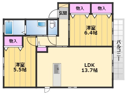 エスポワールB棟の間取り