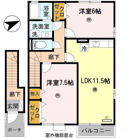 和歌山市栗栖のアパートの間取り