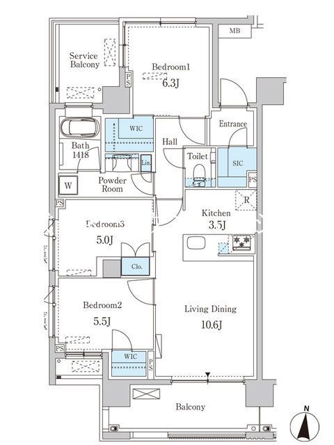 大田区東矢口のマンションの間取り