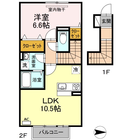 岡山市南区新福のアパートの間取り