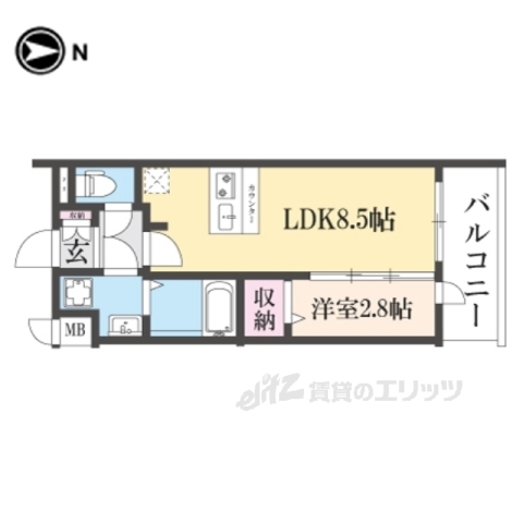 京都市南区東九条北松ノ木町のマンションの間取り