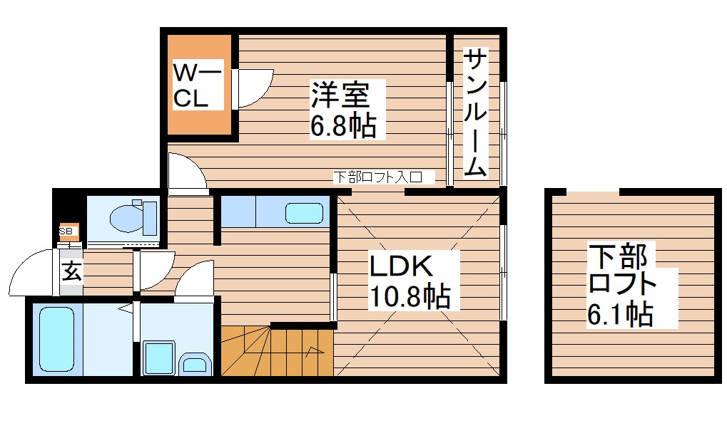 仮）利府町森郷新築アパートの間取り