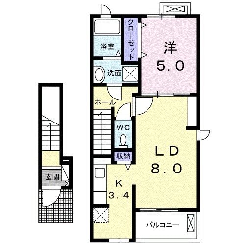 南相馬市鹿島区西町のアパートの間取り