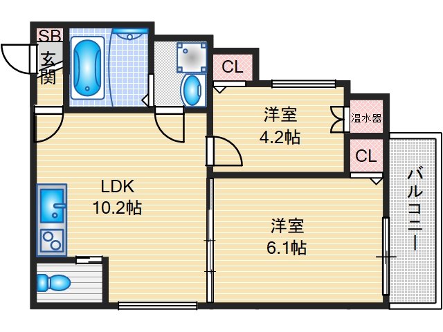 【吹田市青葉丘北のアパートの間取り】