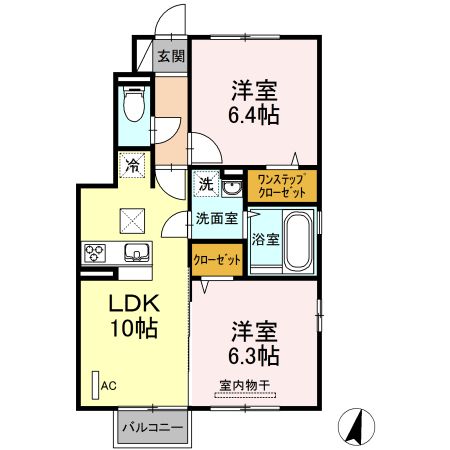 郡山市日和田町のアパートの間取り