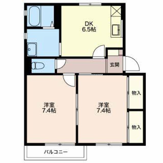 新潟市江南区茜ケ丘のアパートの間取り