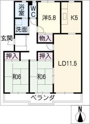 ビレジ岩倉の間取り