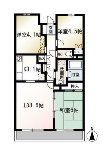 座間市入谷東のマンションの間取り