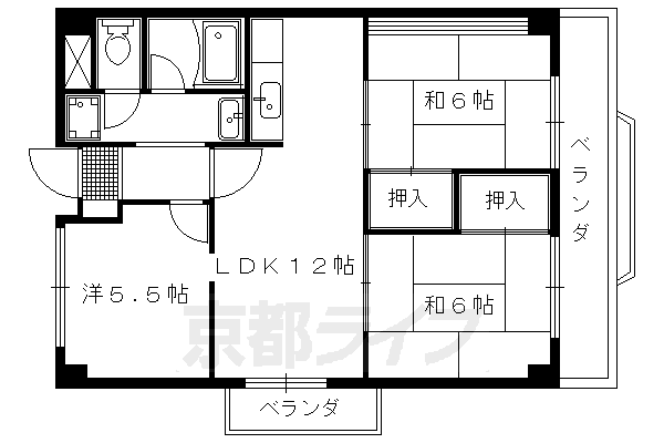 京都市右京区西京極畑田町のマンションの間取り