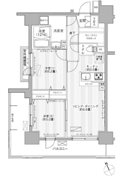 【船橋市葛飾町のマンションの間取り】