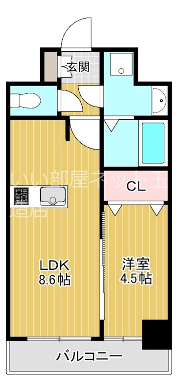 大阪市浪速区日本橋東のマンションの間取り