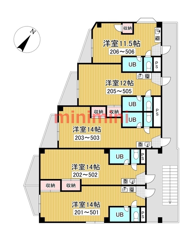 地下鉄今里筋線 瑞光四丁目駅 徒歩10分 5階建 築41年の間取り写真