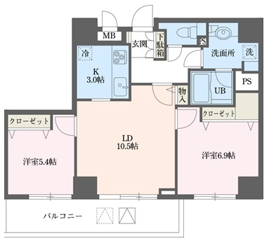 ＪＲ京浜東北線 横浜駅 徒歩5分 21階建 築24年の間取り写真