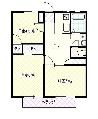 静岡市駿河区中島のアパートの間取り