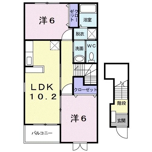 倉敷市玉島黒崎新町のアパートの間取り