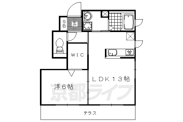 京都市右京区梅津中村町のアパートの間取り