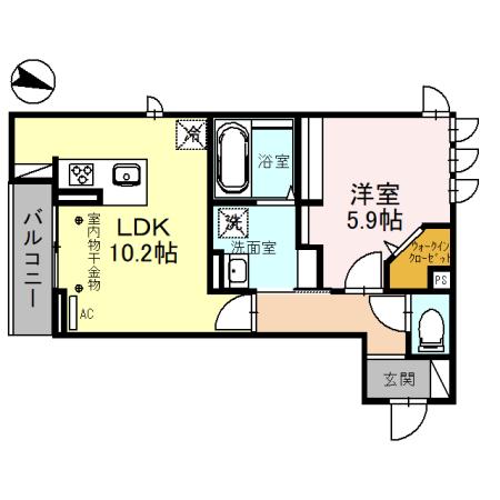 小矢部市石動町のアパートの間取り