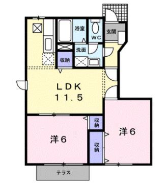 瀬戸内市長船町長船のアパートの間取り