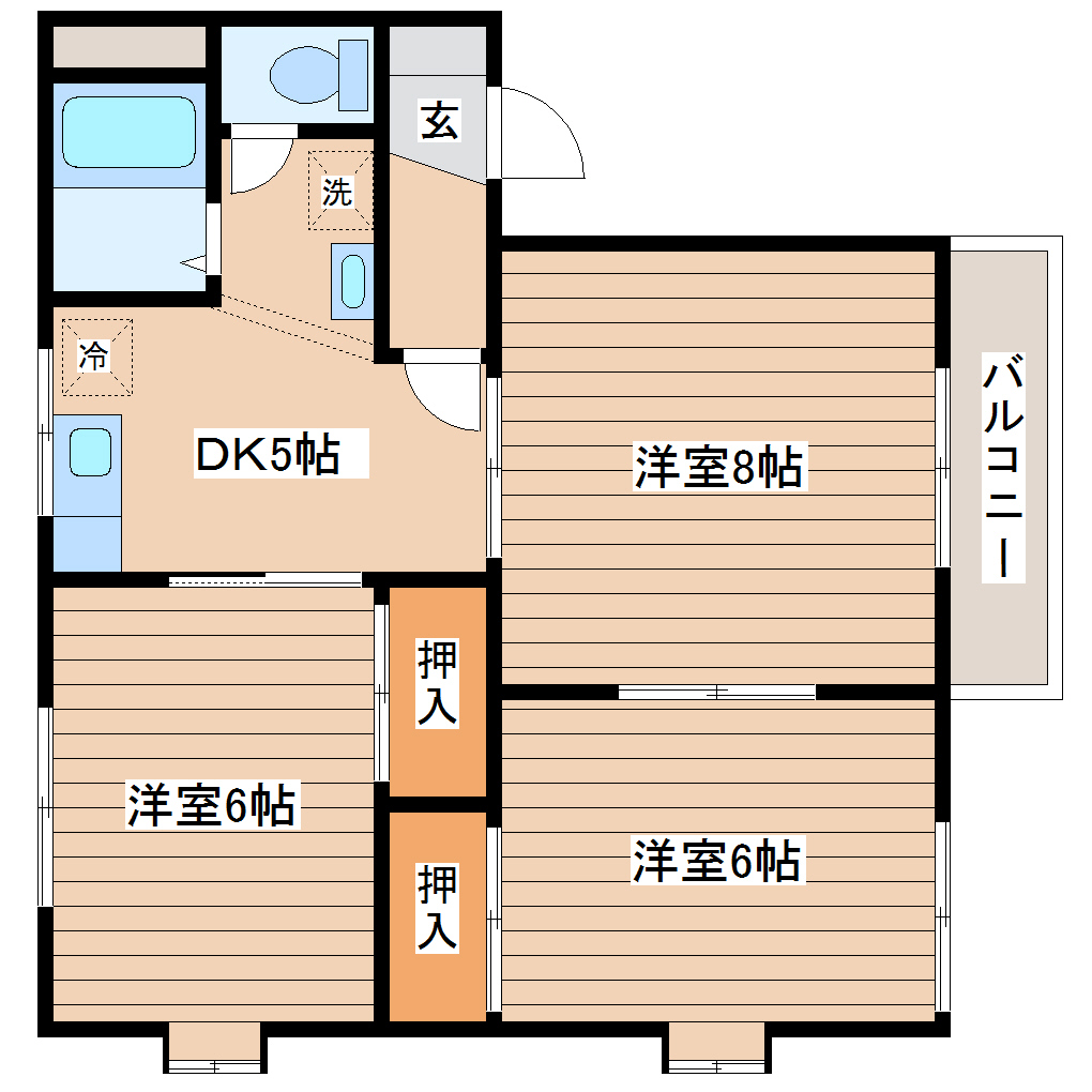 仙台市青葉区南吉成のアパートの間取り