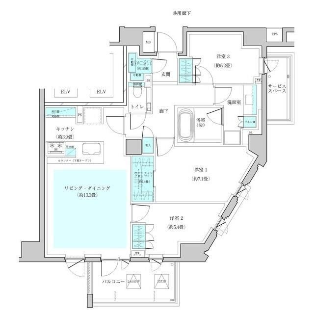 新宿区戸山のマンションの間取り