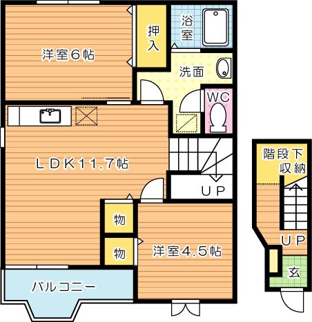 北九州市八幡西区中の原のアパートの間取り