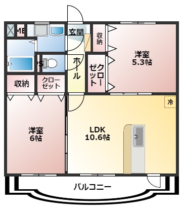 姶良市加治木町新富町のマンションの間取り