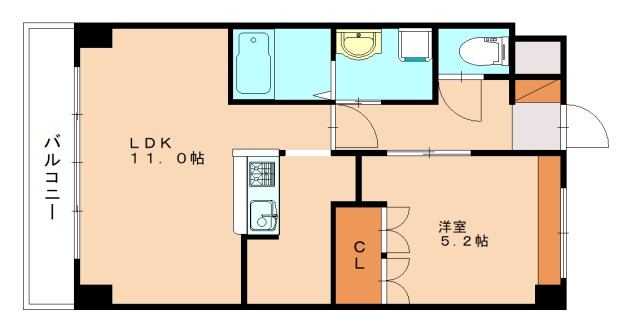 北九州市小倉南区徳力新町のマンションの間取り