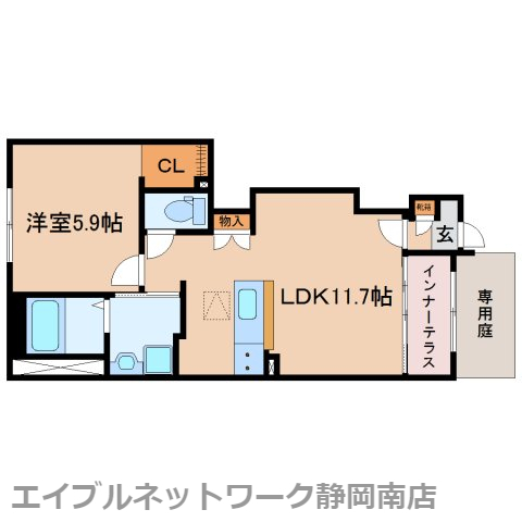 焼津市五ケ堀之内のマンションの間取り