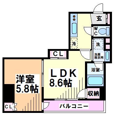 渋谷区幡ヶ谷のマンションの間取り