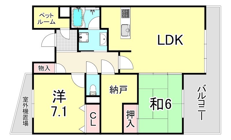 西宮市樋之池町のマンションの間取り