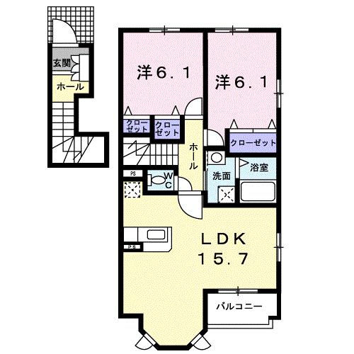 新居浜市政枝町のアパートの間取り