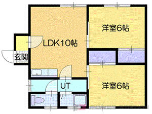 小樽市朝里のアパートの間取り