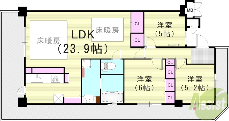 神戸市長田区大谷町のマンションの間取り