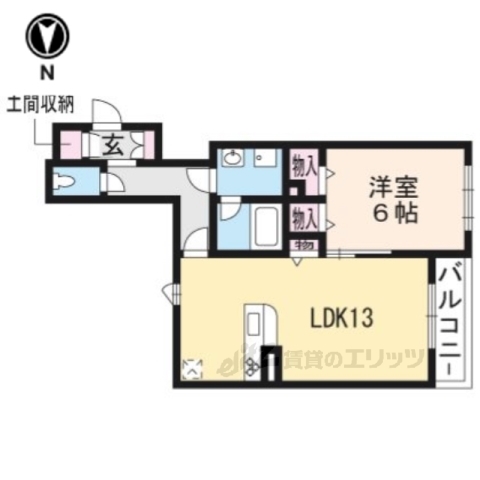 【京都市右京区宇多野御池町のアパートの間取り】