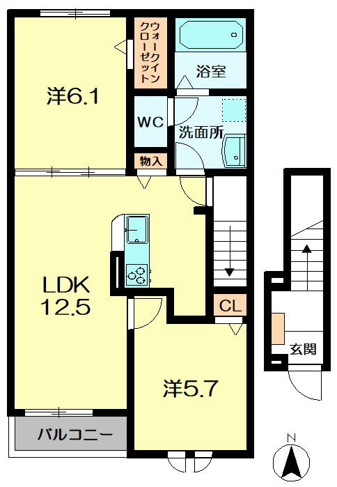 木津川市加茂町里のアパートの間取り