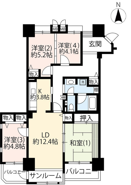 ＵＲシティハイツ日野旭が丘の間取り