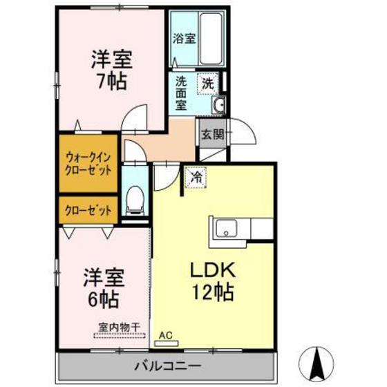 安芸郡海田町三迫のアパートの間取り