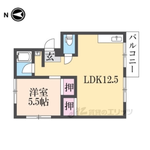 枚方市中宮山戸町のアパートの間取り