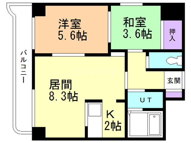 札幌市白石区平和通のマンションの間取り