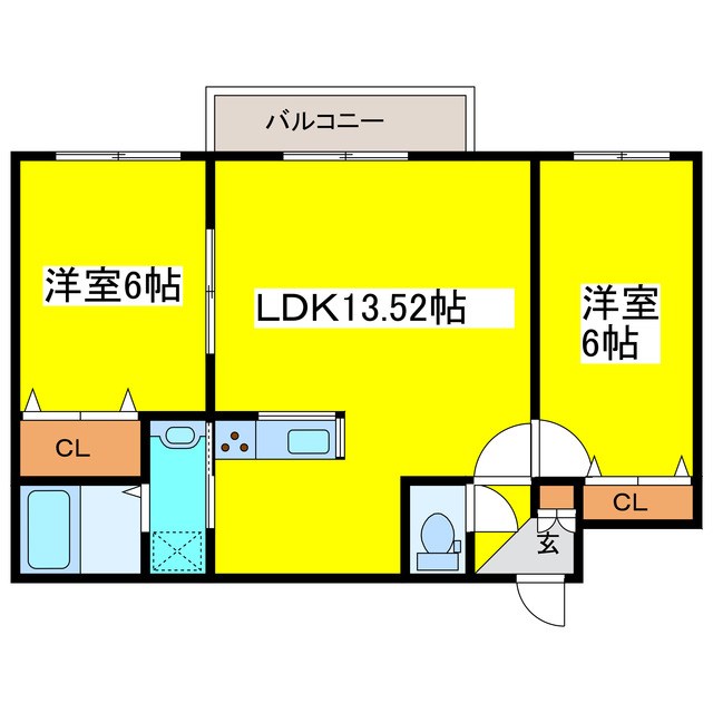 札幌市東区北三十条東のマンションの間取り