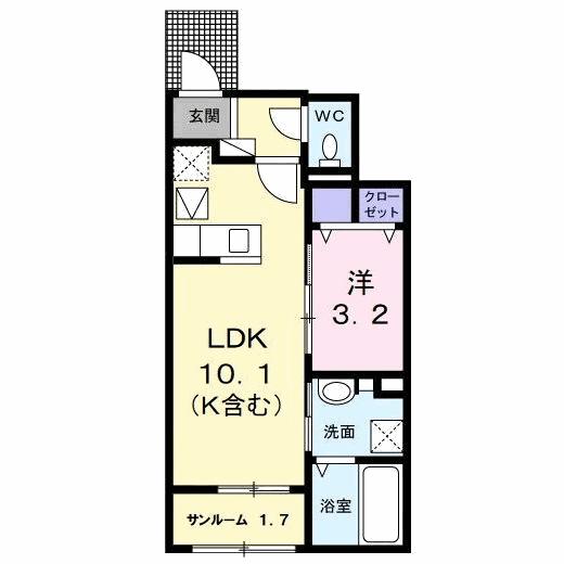 北九州市小倉北区新高田のアパートの間取り