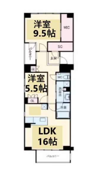 名古屋市東区白壁のマンションの間取り