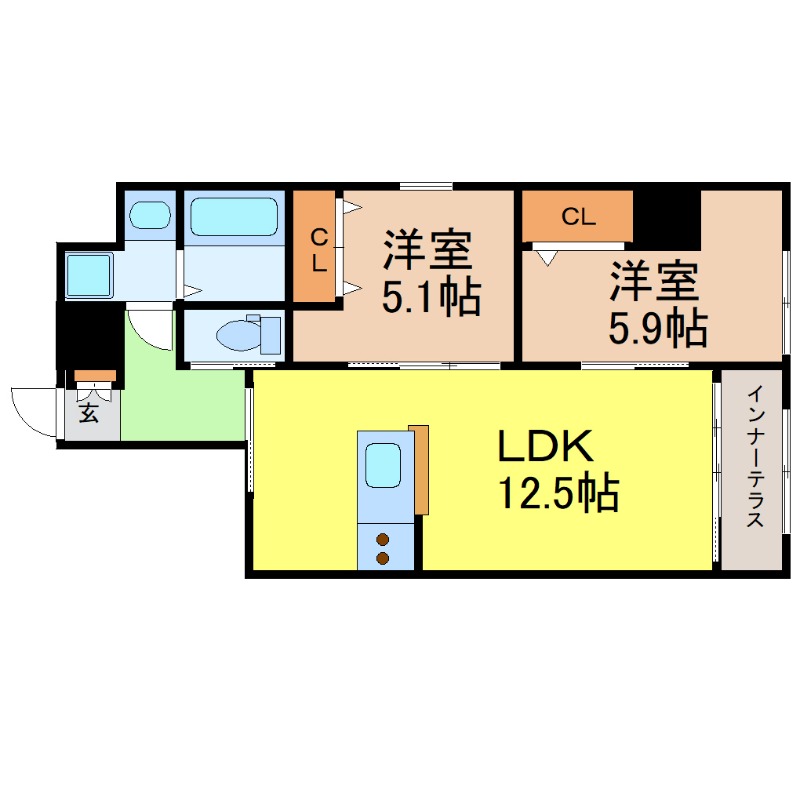 ＪＲ中央本線 大曽根駅 徒歩15分 10階建 築1年の間取り写真
