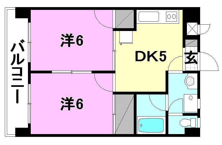 松山市高岡町のマンションの間取り