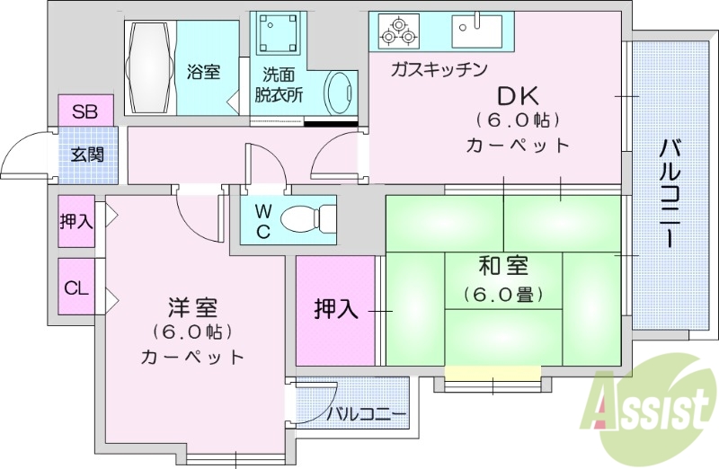 仙台市太白区長町のマンションの間取り