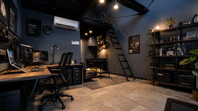 居室・リビング　ガレージライクな空間で、働く時間まで好きになる。
